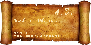 Aszódi Dénes névjegykártya