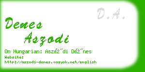 denes aszodi business card