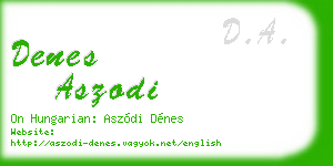 denes aszodi business card